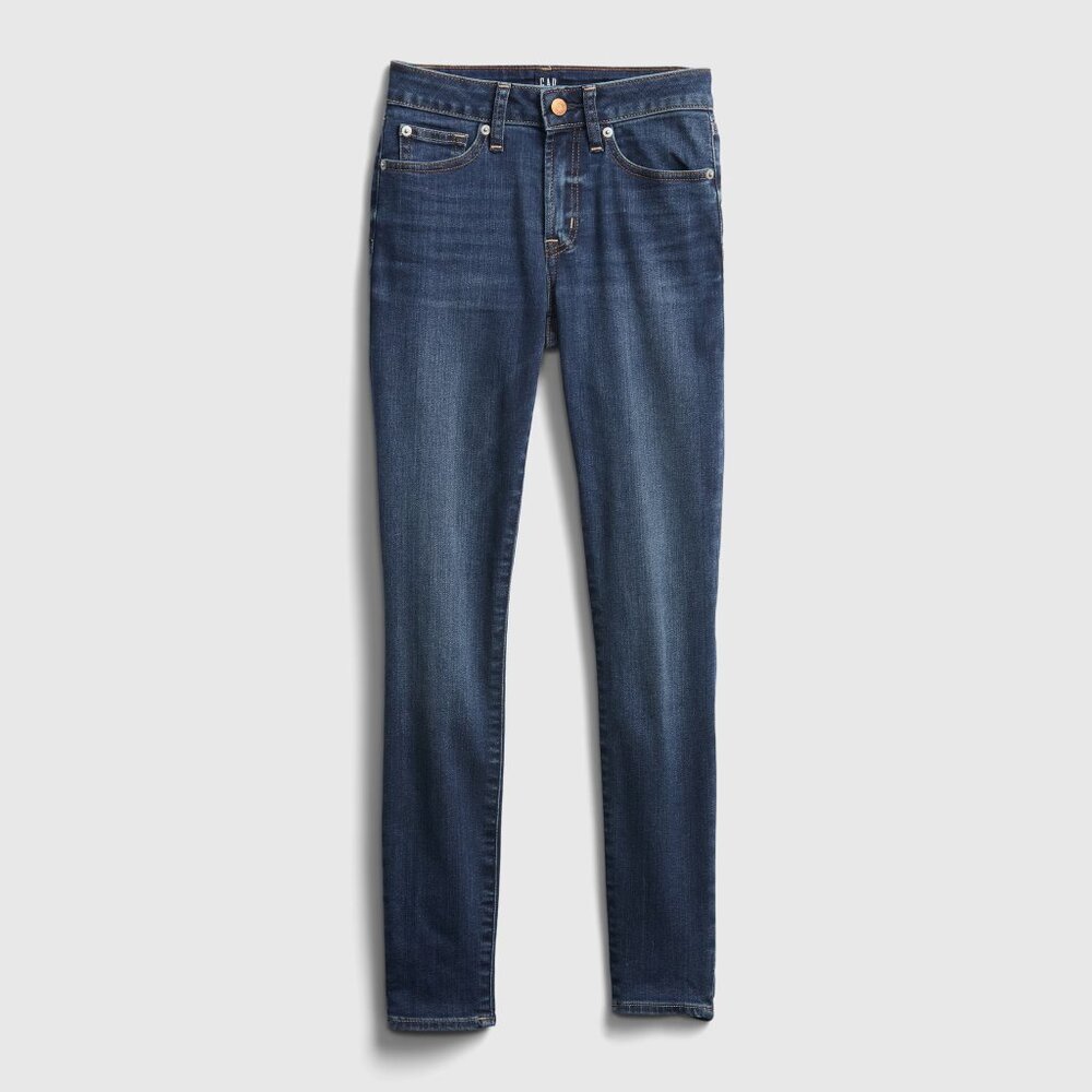 Gap Mid Rise Curvy True Skinny Jeans Dark Indigo 32 / 14